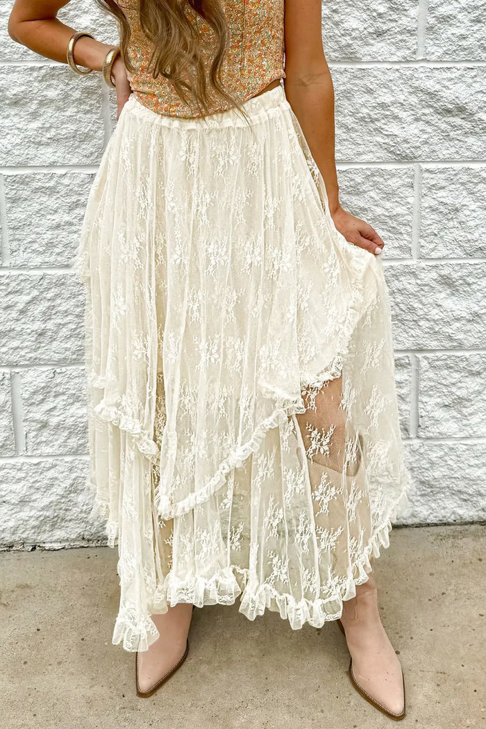 Sekhmet Lace Tiered Midi Skirt