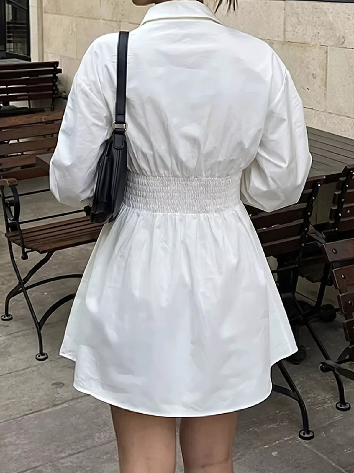 Ishtar Collared Neck Lantern Sleeve Mini Dress — view 5