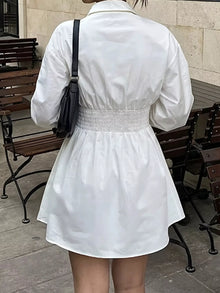 Ishtar Collared Neck Lantern Sleeve Mini Dress — thumbnail 5