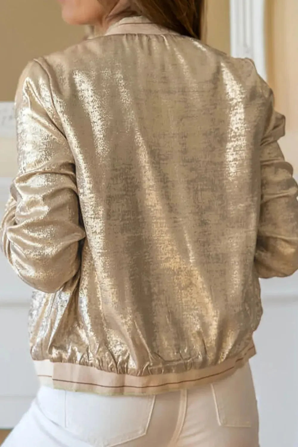 Durga Baseball Collar Zip Up Long Sleeve Jacket — view 2