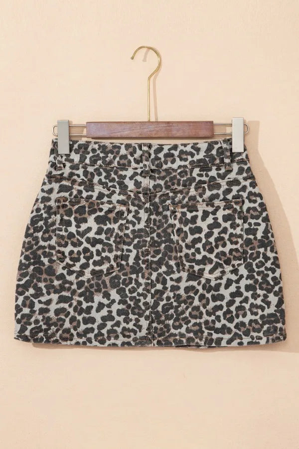 Freya Leopard Denim Mini Skirt — view 6