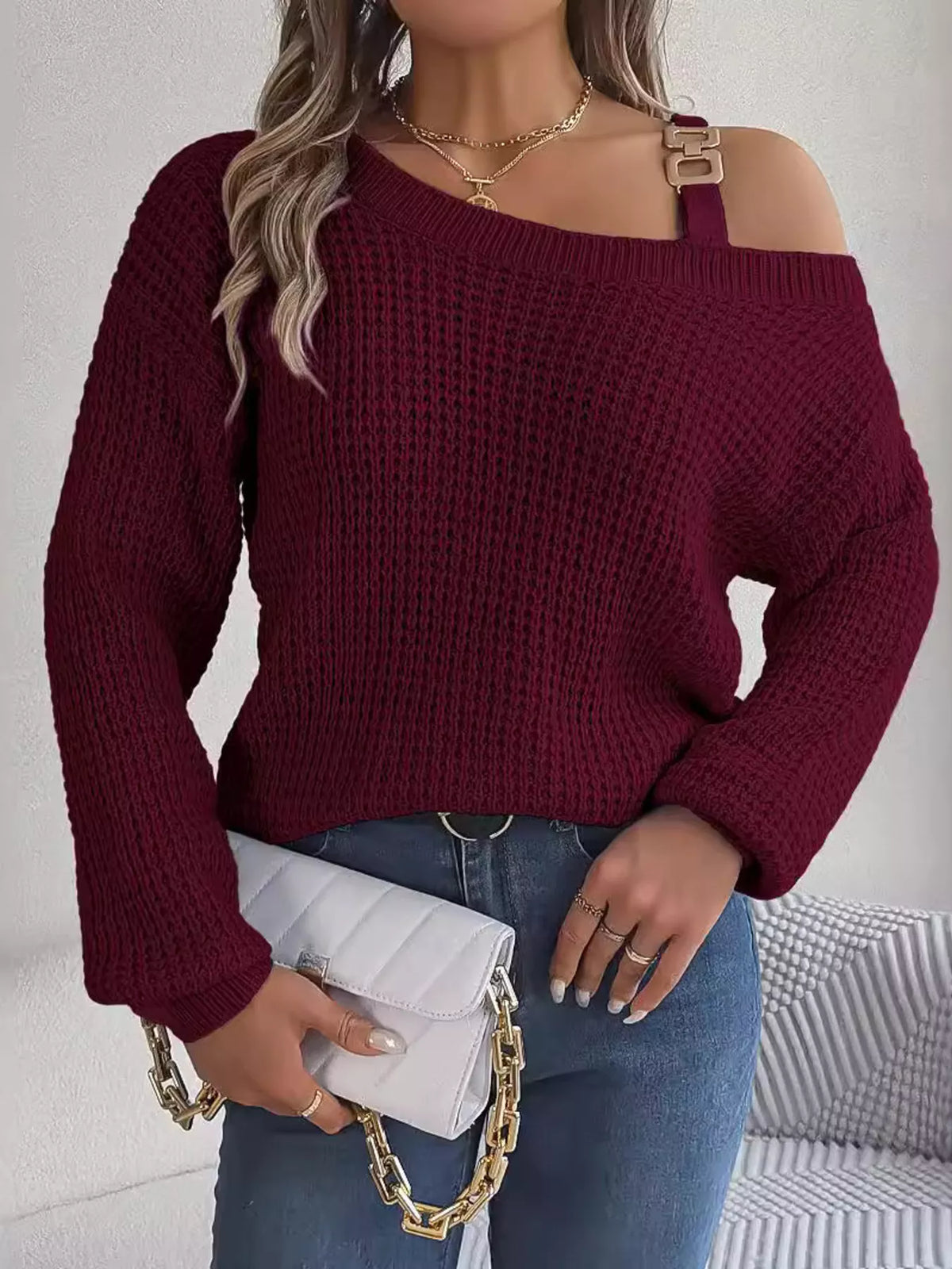 Parvati Asymmetrical Neck Long Sleeve Sweater — view 26