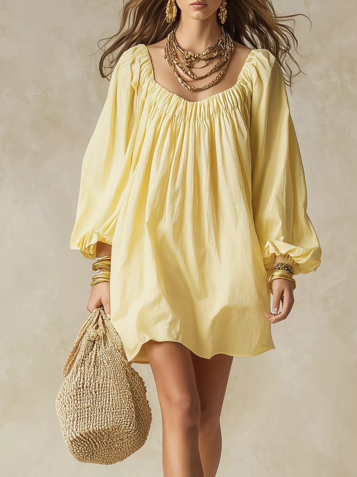 Oshun Flowy Balloon Sleeve Mini Dress — view 1