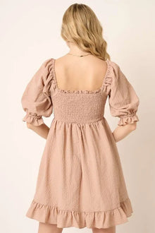 Aurora Smocked Ruffled Hem Half Sleeve Mini Dress — thumbnail 2