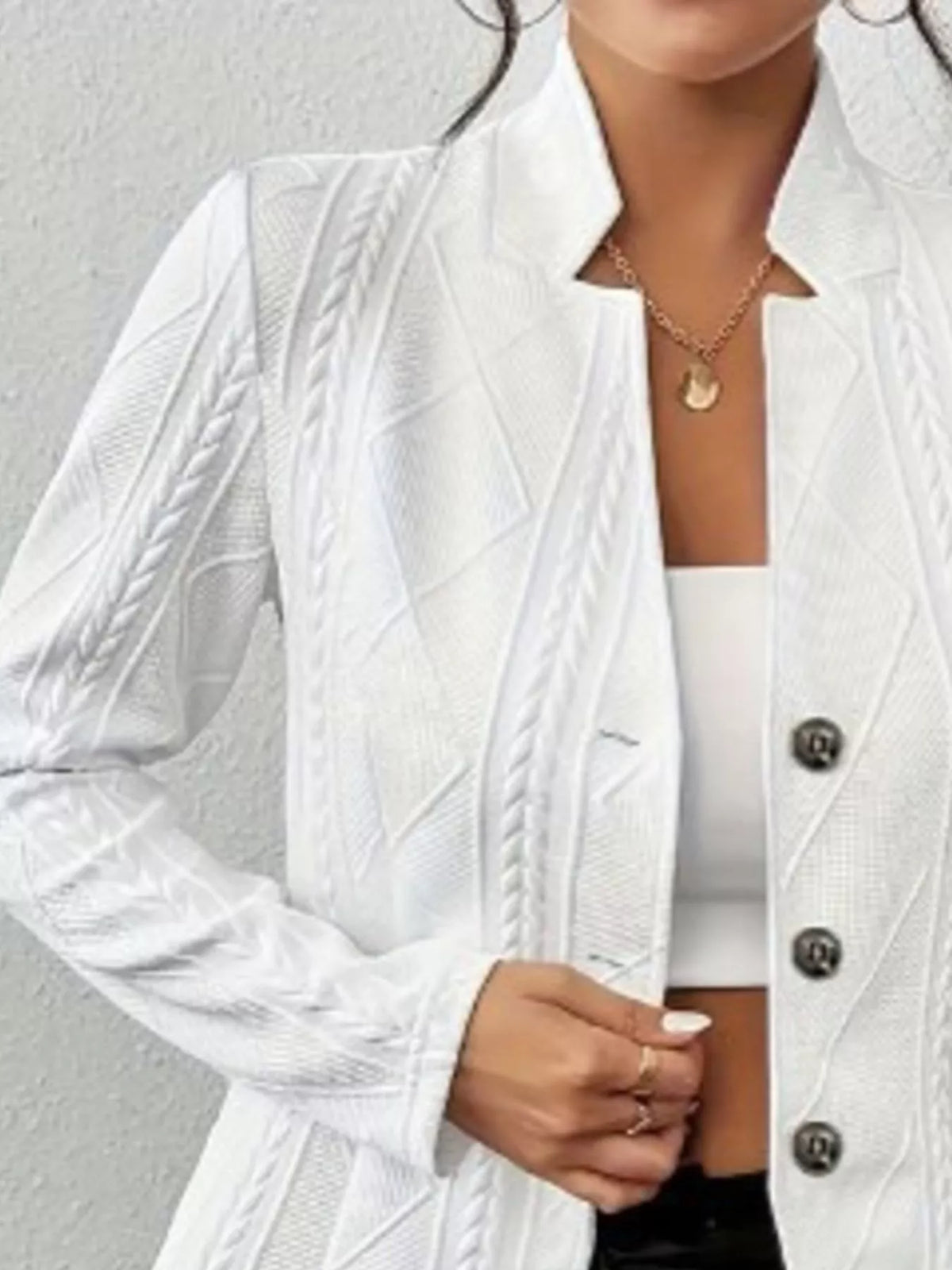 Athena Textured Knit Button-Front Blazer — view 21