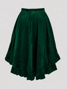 Aurora Ruffled Velvet Elastic Waist Skirt — thumbnail 12