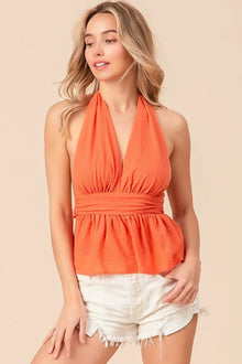 Demeter Back Open With Halter Neck Wrinkled Tank Top — thumbnail 6