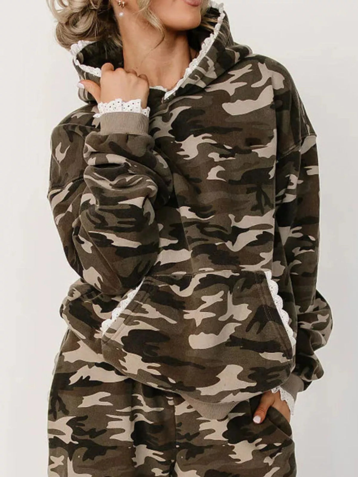 Nyx Lace Trim Kangaroo Pocket Hoodie — view 27