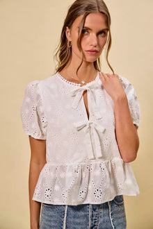 Brigid Eyelet Front Tie Blouse — thumbnail 7