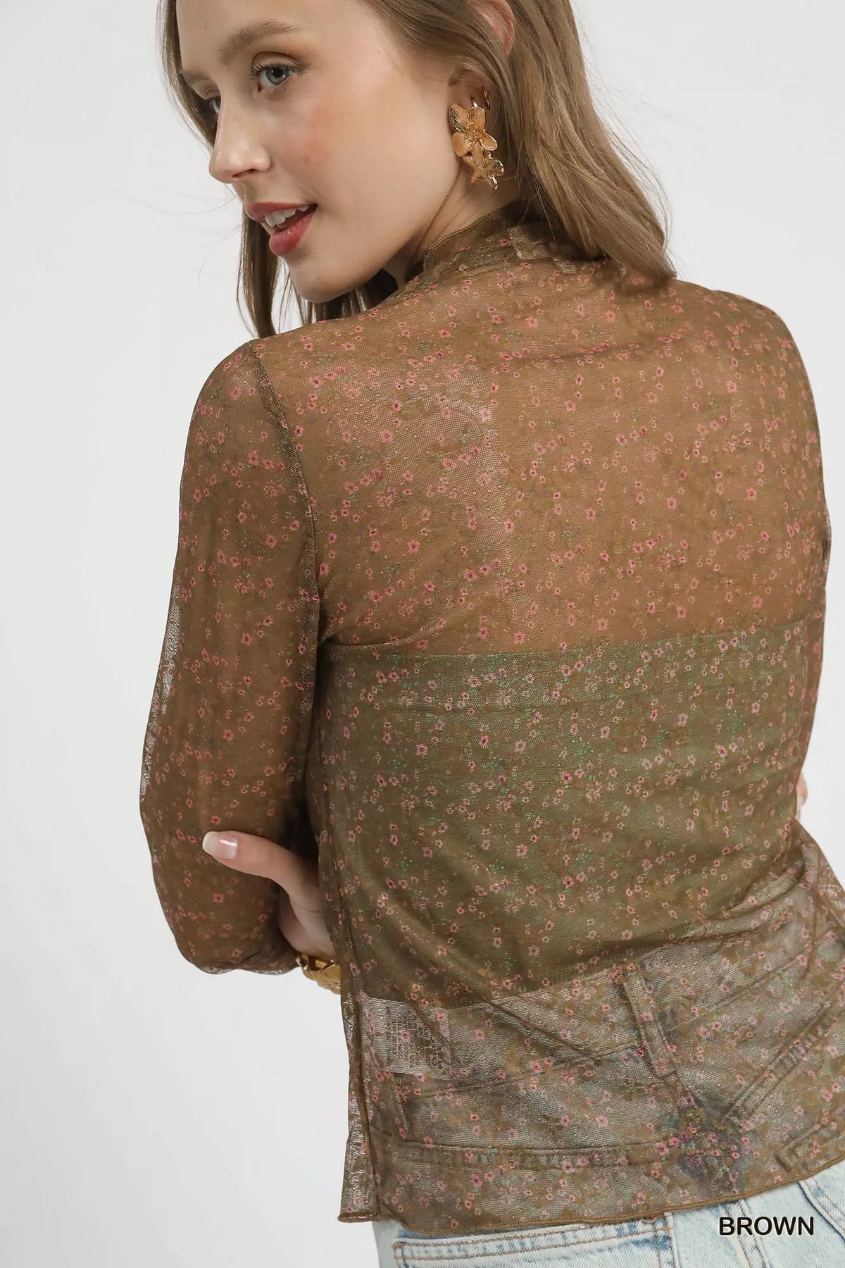 Morrigan Lace Mesh Long Sleeve Top — view 5