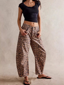 Artemis Leopard Print Wide Leg Jeans — thumbnail 1