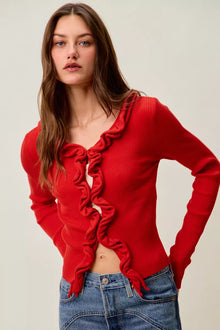 Pele Cascade Ruffle Ribbed Sweater Cardgian — thumbnail 27