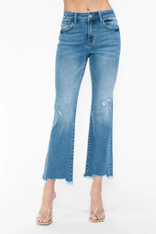 Artemis Raw Hem Distressed Mid Rise Crop Jeans — thumbnail 6