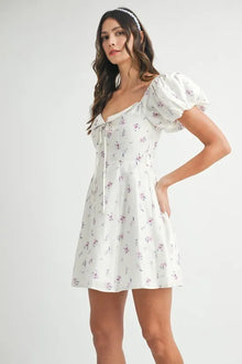 Persephone Floral Puff Sleeve Mini Dress — thumbnail 5