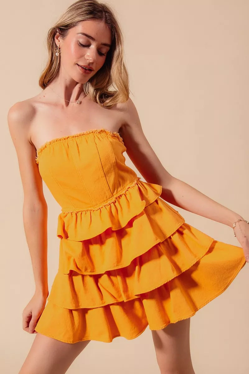 Eos Strapless Ruffle Layered Game Day Cheer Up Dress — view 1