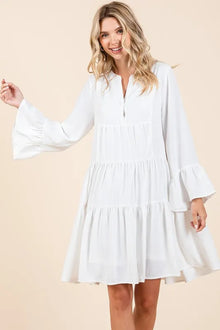 Eir Tiered Notched Flare Sleeve Dress — thumbnail 2