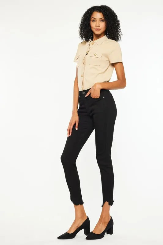 Artemis High Rise Frayed Hem Skinny Jeans — view 2