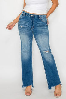Artemis Raw Hem Distressed Mid Rise Straight Jeans — thumbnail 8