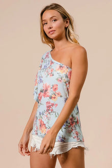 Olwen Floral Printed Jersey Knit Ruffle Sleeve Top — thumbnail 6