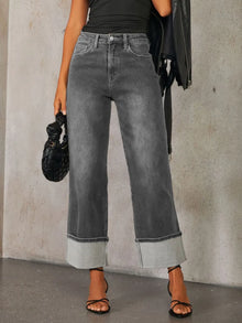 Eos High Waisted Straight Leg Rolled Jeans — thumbnail 7