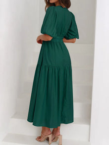 Persephone V-Neck Puff Sleeve Midi Dress — thumbnail 23