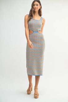 Iris Multi Color Chevron Knit Bodycon Midi Dress — thumbnail 3