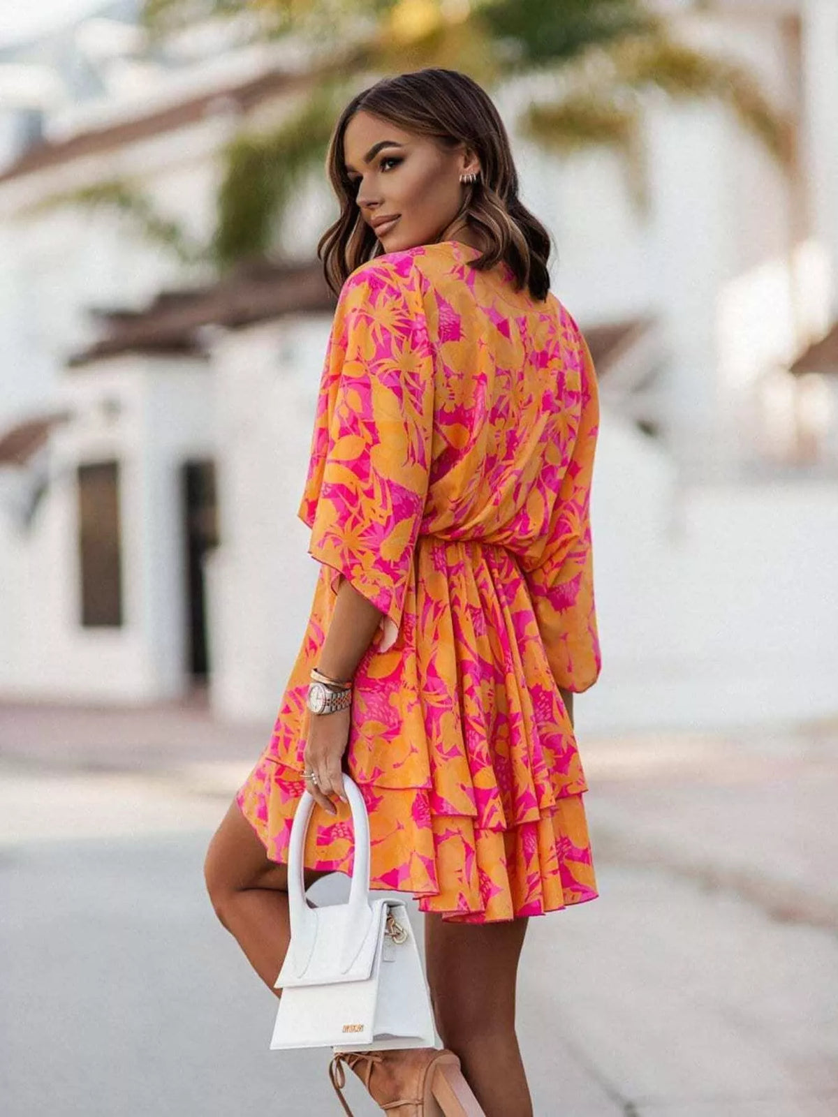 Pele Layered Printed Surplice Mini Dress — view 2