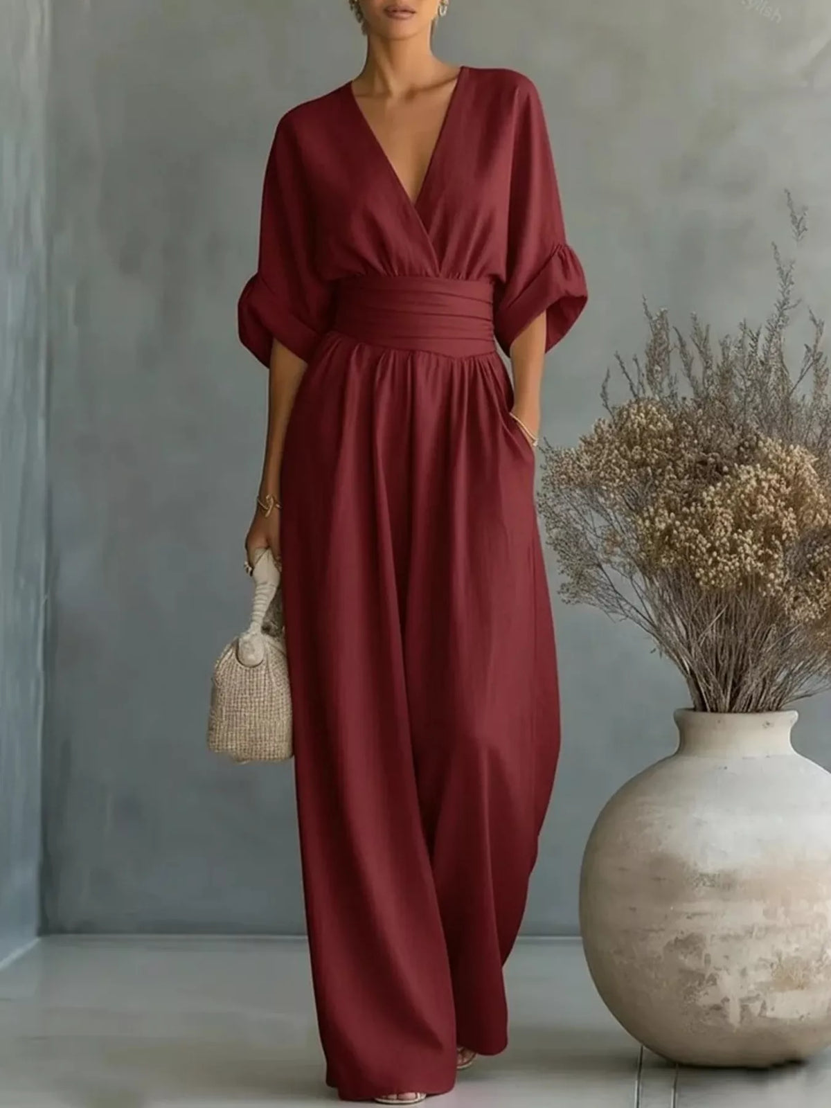 Hera Half Sleeve Wide Leg Jumpsuit — view 6