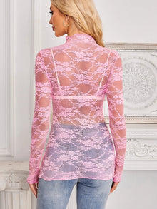 Morrigan Mock Neck Long Sleeve Lace Sheer Top — thumbnail 17