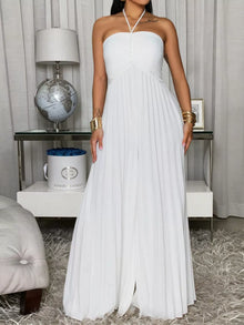 Hera Pleated Halter Neck Wide Leg Jumpsuit — thumbnail 9