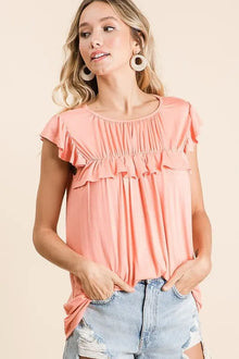 Pele Jersey Knit Gathered Top with Ruffles — thumbnail 7