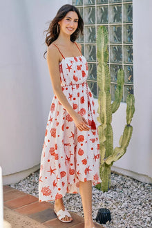 Sekhmet Shell Print Tiered Lined Midi Cami Dress With Belt — thumbnail 4