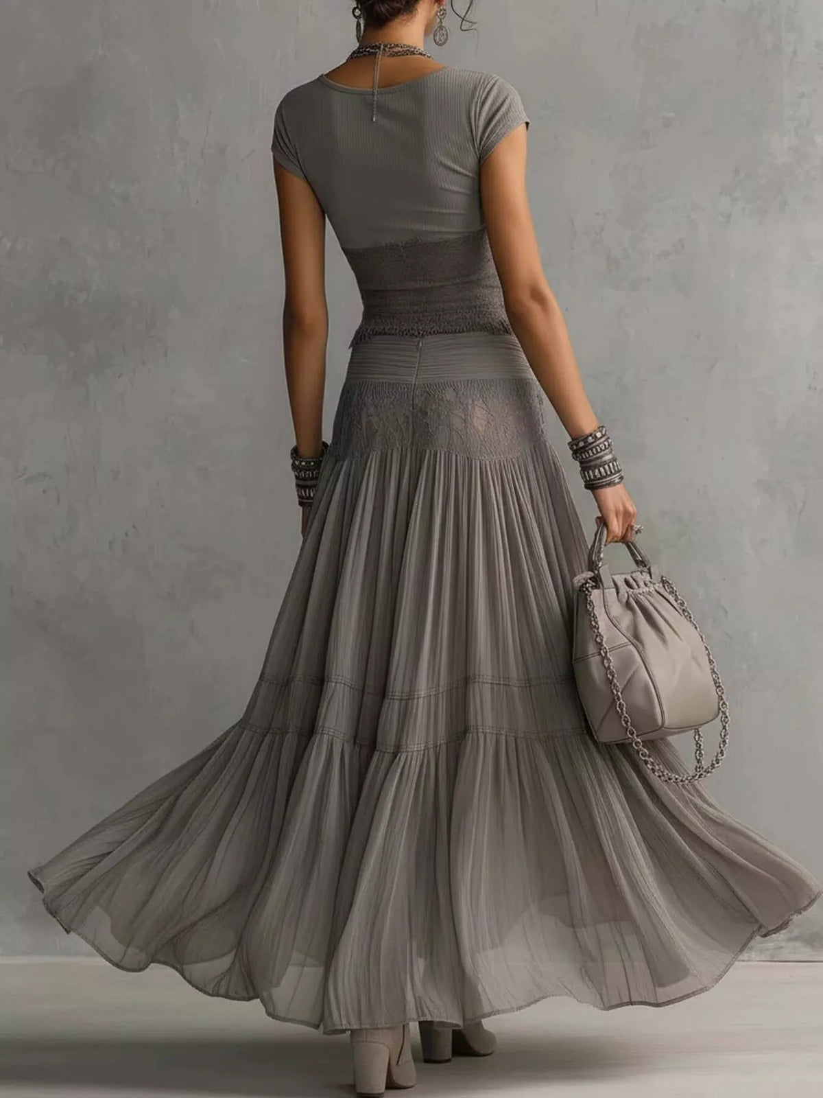 Morrigan Lace Slim Fit Top and Maxi Skirt Set — view 4