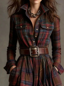 Ishtar Plaid Long Sleeve Shirt Dress — thumbnail 3