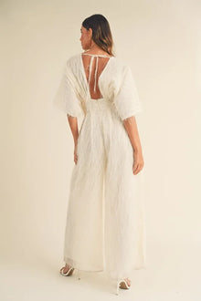 Hera Fluffy Deep V Neck Wide Leg Jumpsuit — thumbnail 8