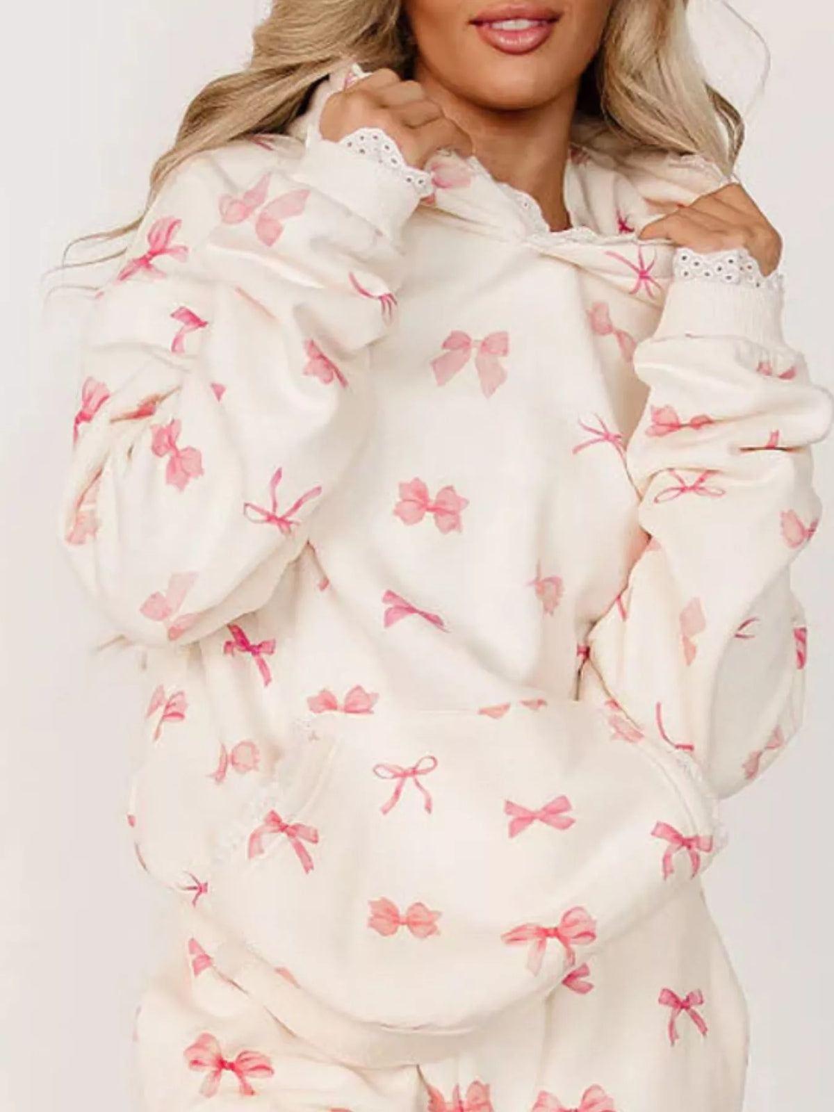 Nyx Lace Trim Kangaroo Pocket Hoodie — view 23