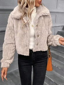 Eir Button Up Long Sleeve Fuzzy Outerwear — thumbnail 4