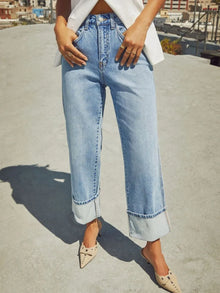 Eos High Waisted Straight Leg Rolled Jeans — thumbnail 14