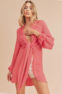 Pele Aemi + Co Tied Collared Neck Long Sleeve Top — thumbnail 1