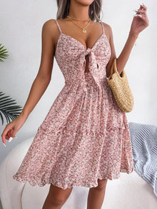 Aurora Frill Ditsy Floral Spaghetti Strap Mini Dress — thumbnail 5
