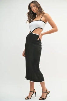 Kali Ribbed Knit Color Block Cutout Midi Dress — thumbnail 6