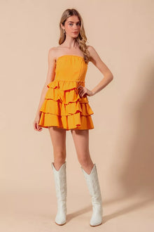 Eos Strapless Ruffle Layered Game Day Cheer Up Dress — thumbnail 3