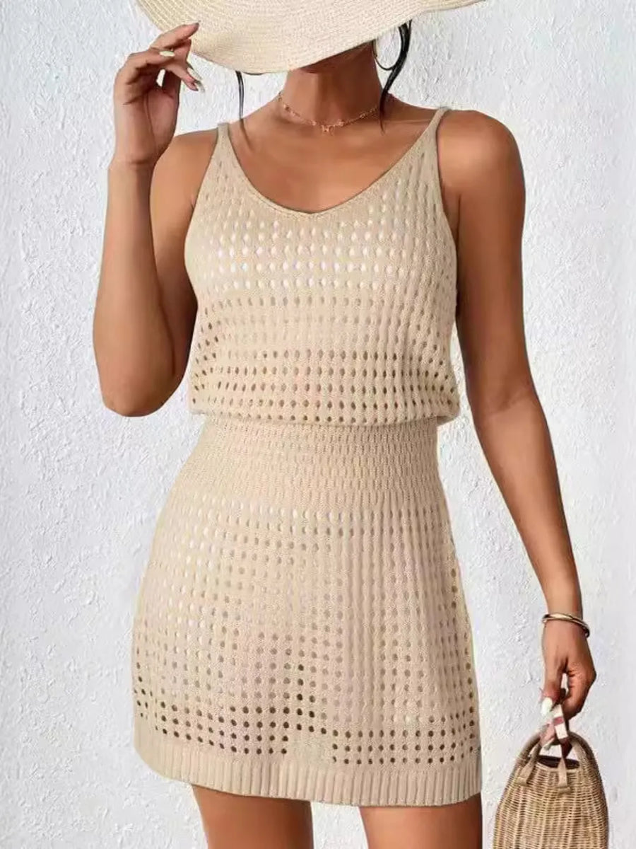 Morrigan Openwork V-Neck Sleeveless Cover Up Dress styled in the studio