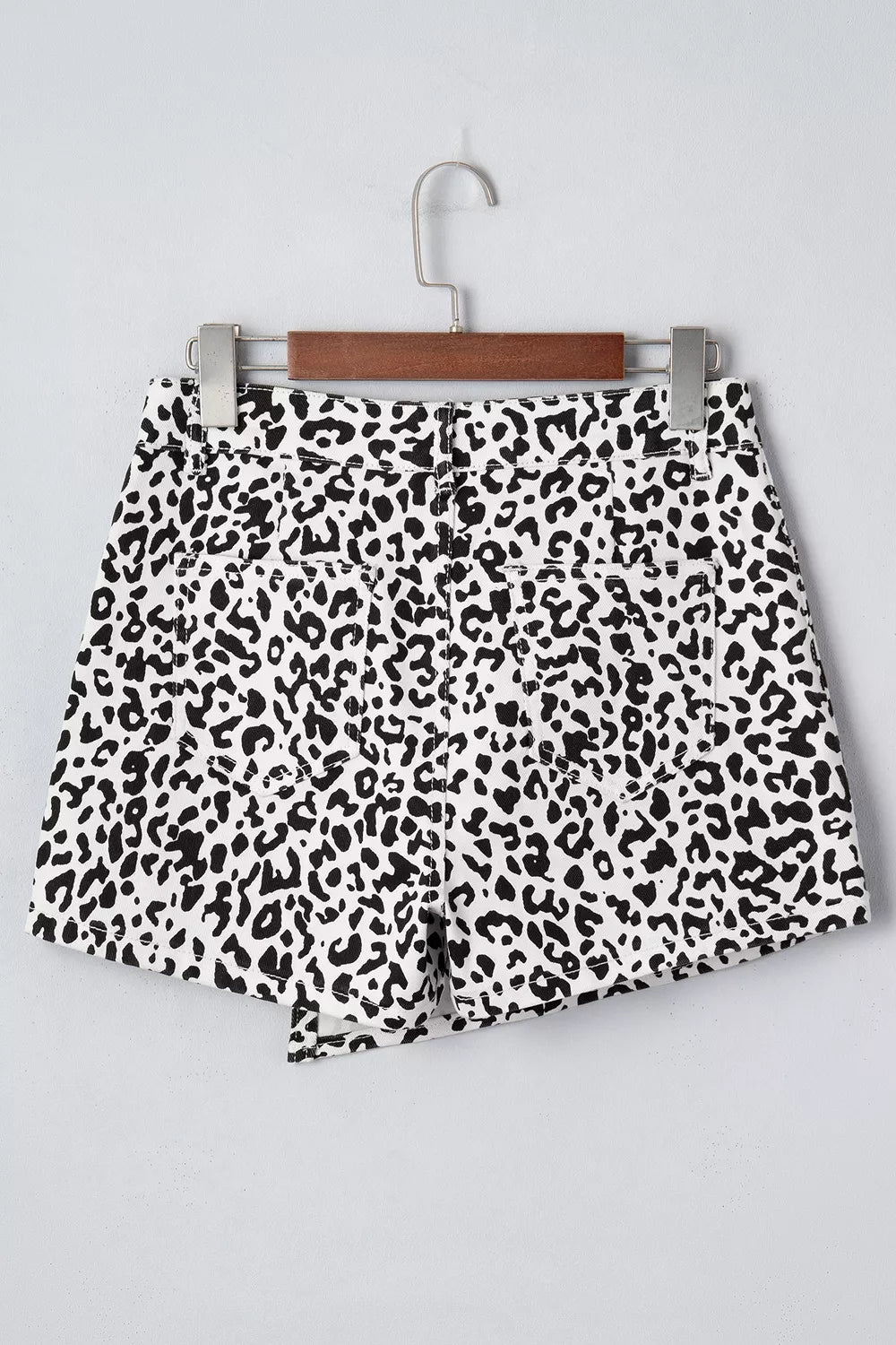 Freya Leopard Print Button Overlap Denim Shorts — view 3