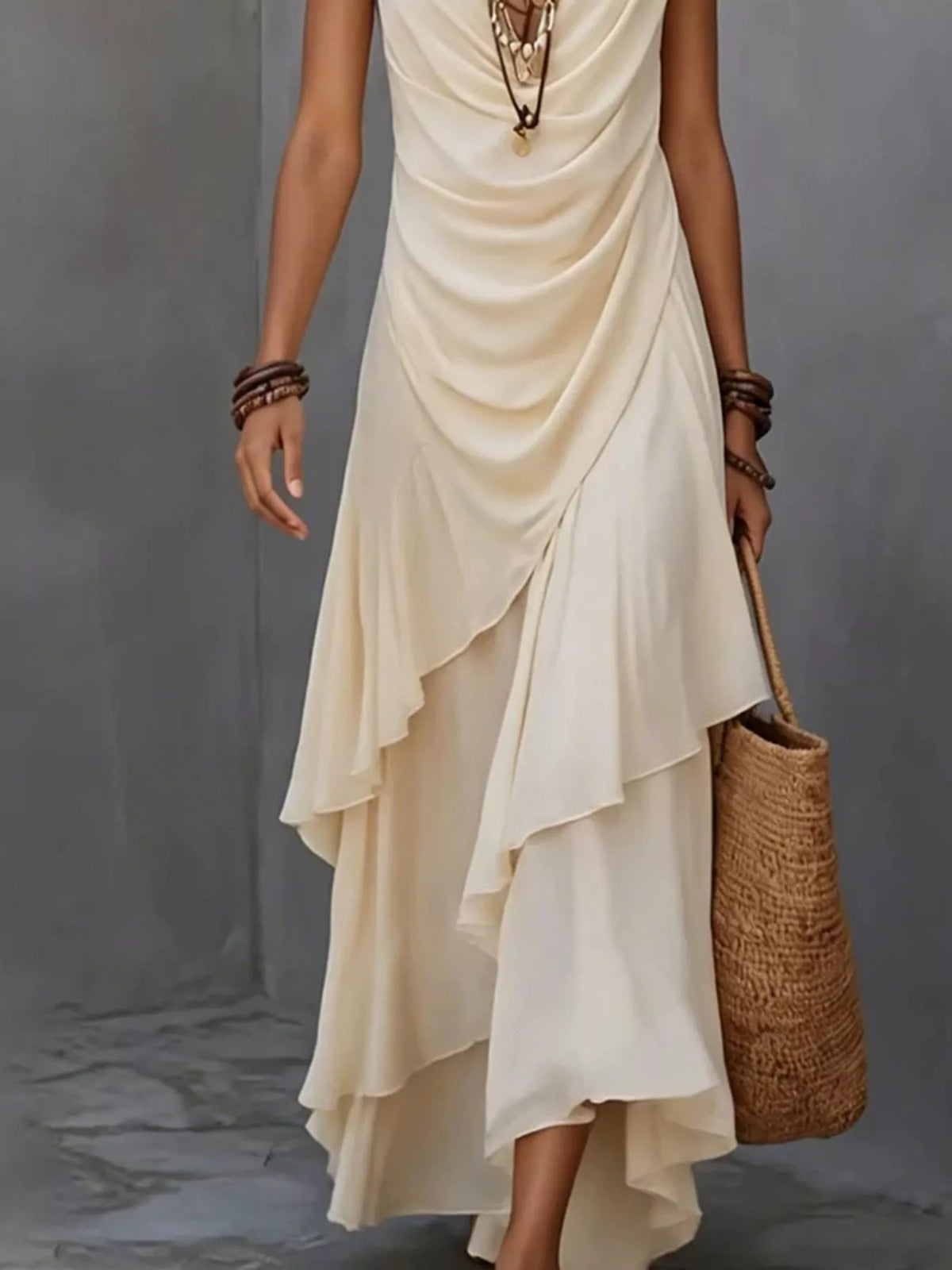 Ishtar Sleeveless Layered Ruffle Hem Maxi Dress — view 6