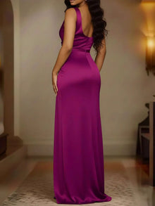Ishtar Satin Cowl Neck High Slit Maxi Dress — thumbnail 16