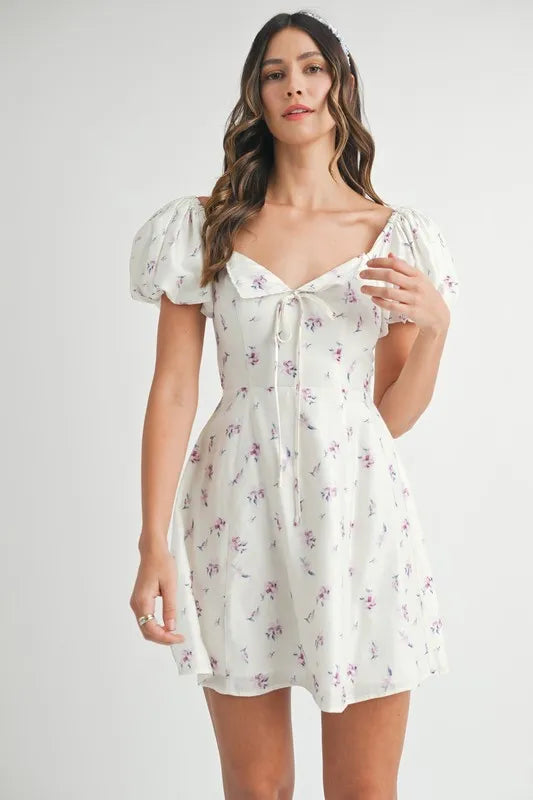 Persephone Floral Puff Sleeve Mini Dress — view 2
