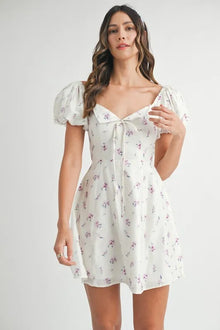 Persephone Floral Puff Sleeve Mini Dress — thumbnail 2