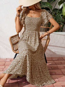 Persephone Floral Print Smocked Ruffle Sleeves Dress — thumbnail 16