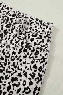 Freya Leopard Print Button Overlap Denim Shorts — thumbnail 8